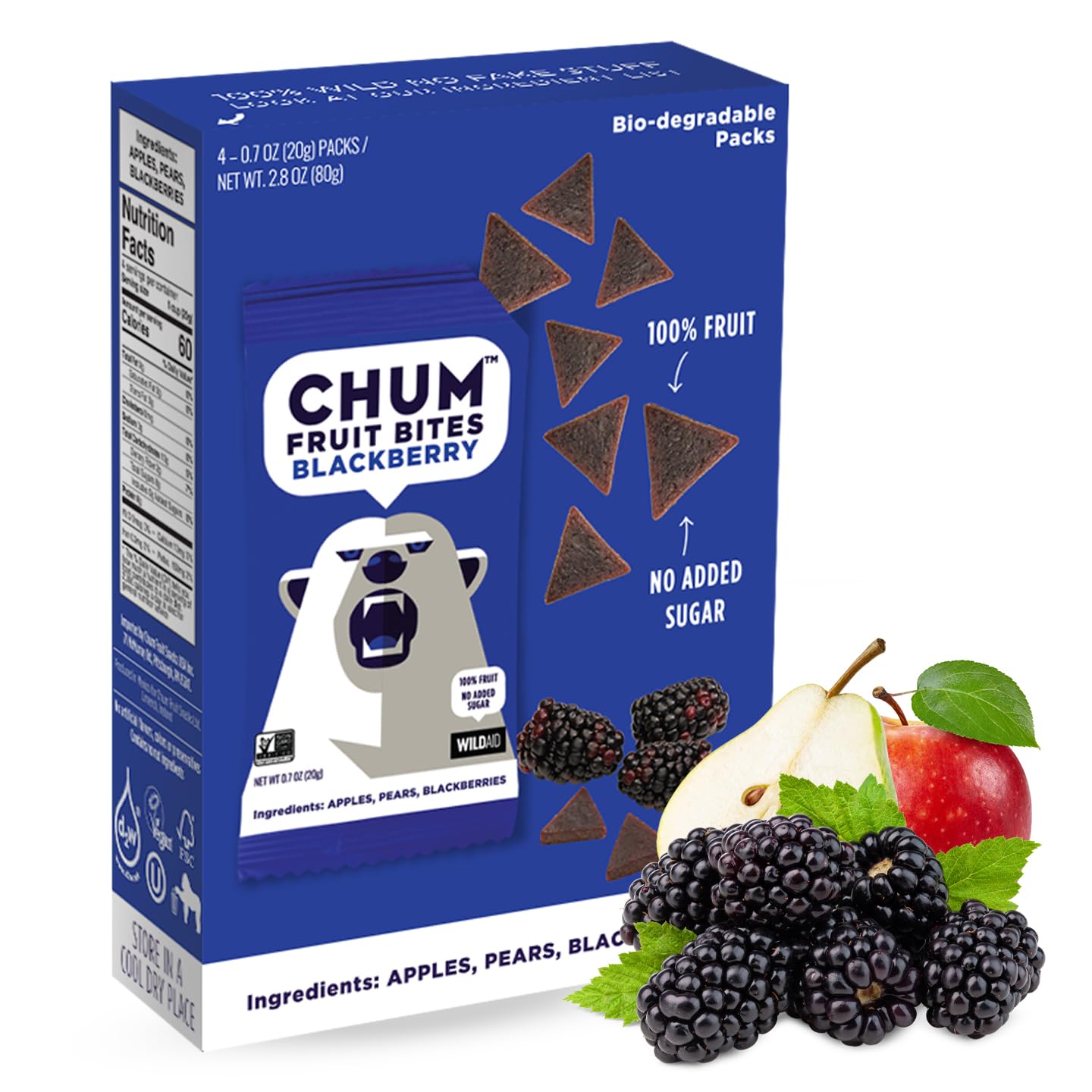 Chum Fruit Snacks 100% Real Fruit Snack for Children and Adults (Blackberry, 24 Pack) – No Added Sugar, All-Natural Convenient Healthy Snack (Nut Free, Gluten Free, Vegan, Kosher, Paleo, Non-GMO)