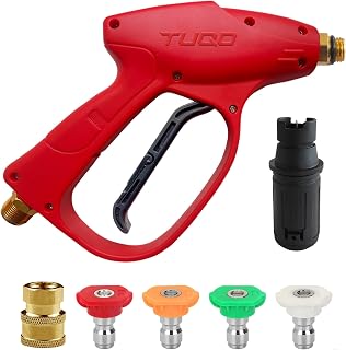 TUQO Pressure Washer Gun with 4 Spray Nozzles & 1/4" Brass Coupler, M22-15mm, Suits most High Pressure Washers with hose o Price In India