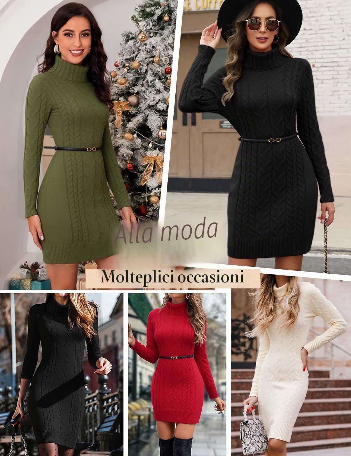 heekpek Vestito Donna Elegante Invernale Collo Alto