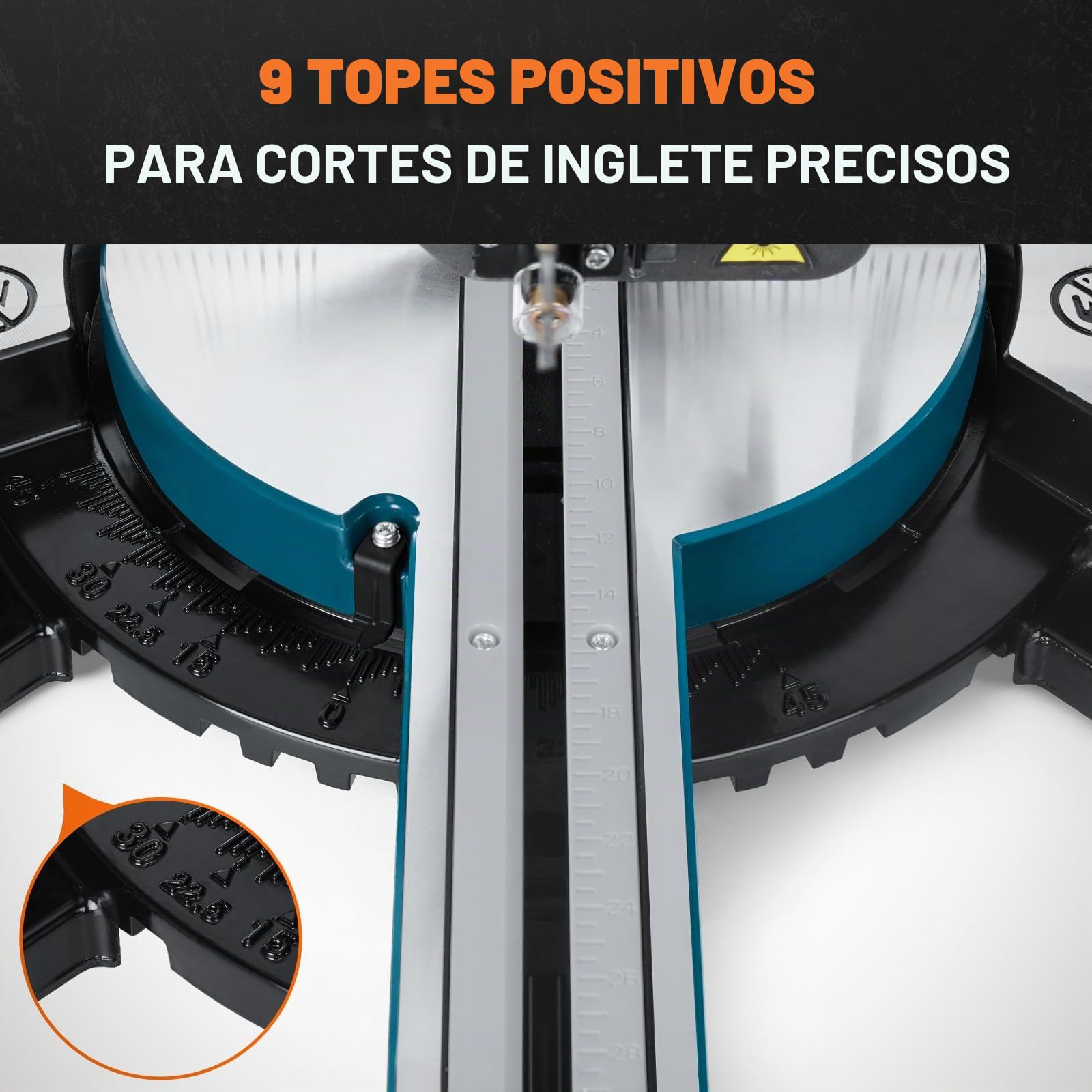 DOVAMAN DMS01A Sierra Ingletadora 2000W, 2 Velocidades 3200/5000 RPM, 3 Hojas TCT, Corte Máx 340x90mm, Inclinación 0–45°, Guía Láser, 9 Posiciones, Para Madera PVC Aluminio Metales Blandos