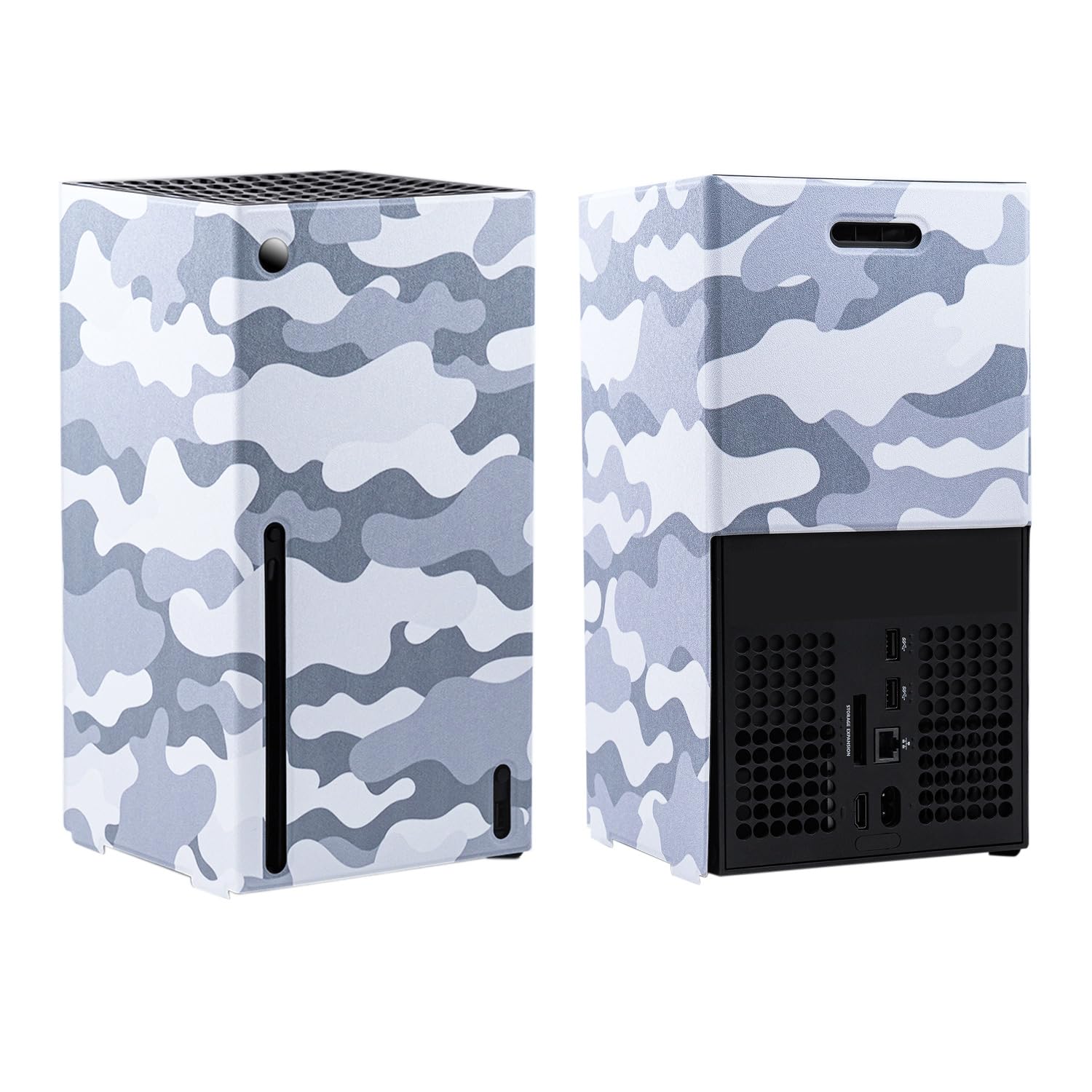 Mcbazel Magnétique Smart Wraps de Protection pour Console Xbox Series X, Accessoires en Cuir PU de Qualité Supérieure et Doublure Intérieure Douce - Camouflage Gris