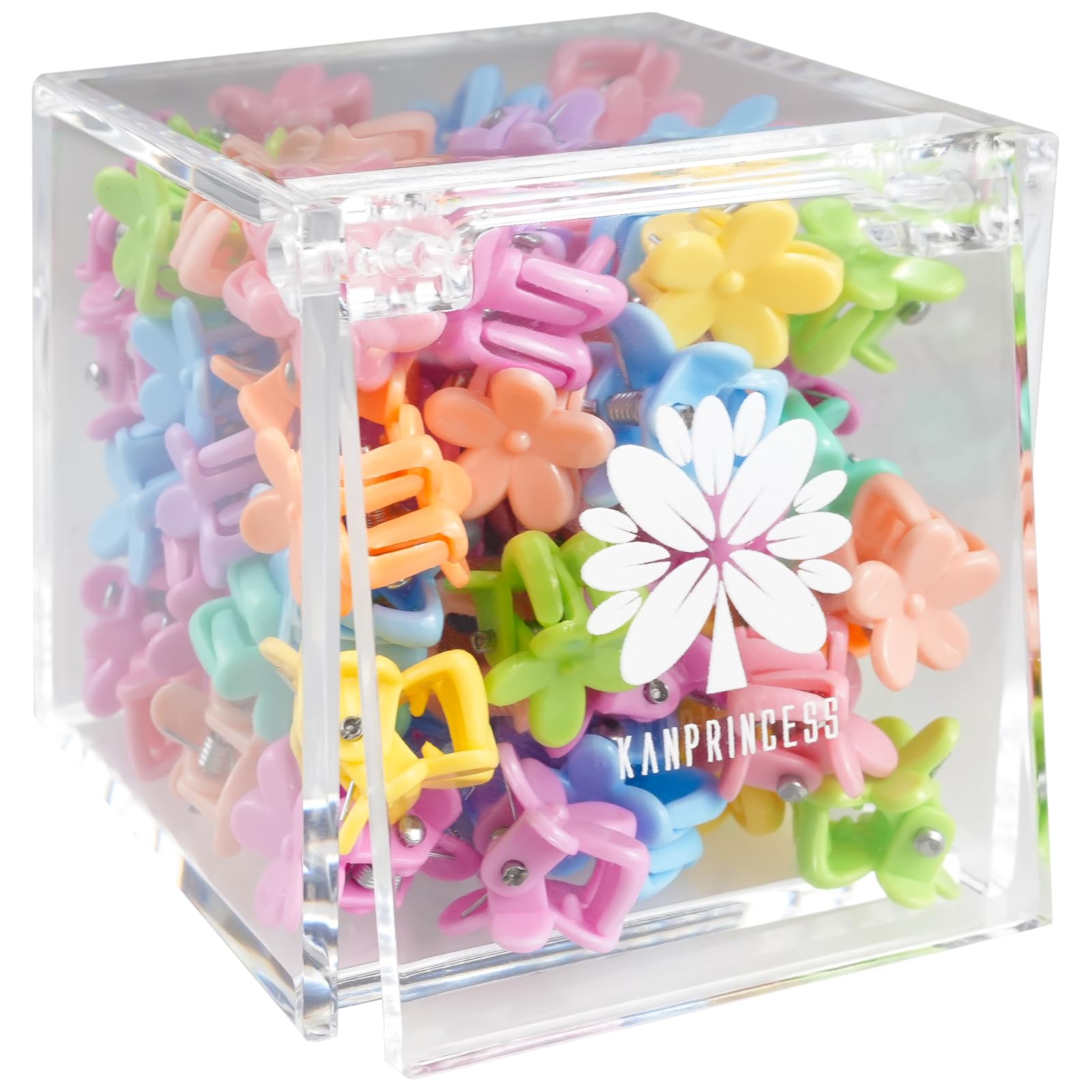 KANPRINCESS Mini Claw Clips - 70PCs Small Flower Claw Clips For Women, Girls & Kids Colorful Hair Accessories Gift (Flower-SET6)