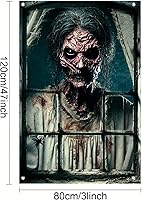 Vista 3 de Pancarta de ventana de Halloween de 31 x 47 pulgadas, cubierta de ventana embrujada, fantasma podrido mirando a través de ventanas viejas y sucias