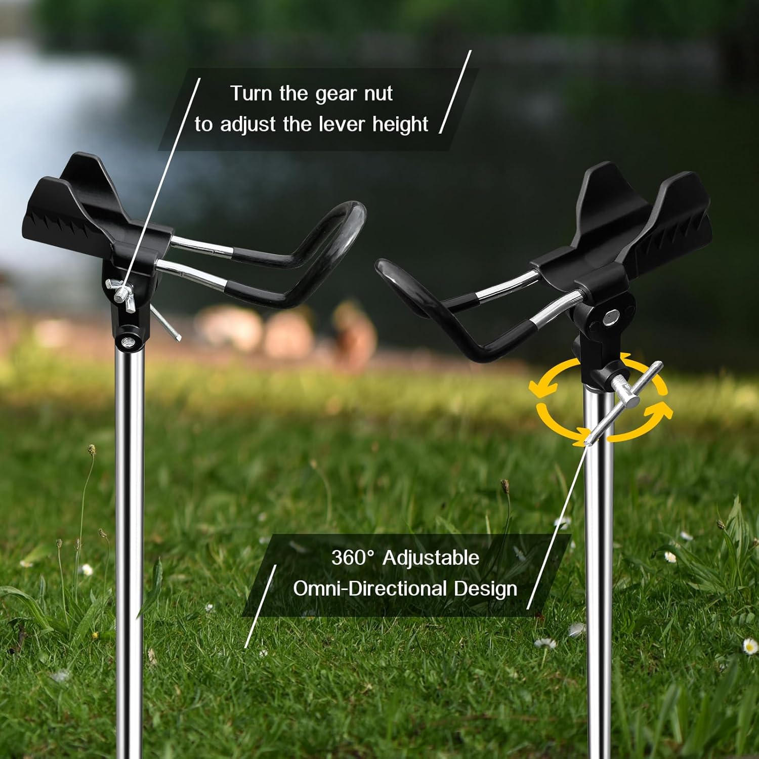 Fishing Rod Holders, Fishing Pole Holders for Ground, Multifunctional Stainless Steel Beach Fishing Rod Holder Fishing Gifts for Men(2 Pack )