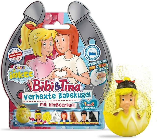 CRAZE Fun Bibi Blocksberg Bibi&Tina INKEE sześciokątna pachnąca piłka do kąpieli z niespodzianką BIBI & Tina 12468, wielokolorowa, 1 sztuka (1 opakowanie)