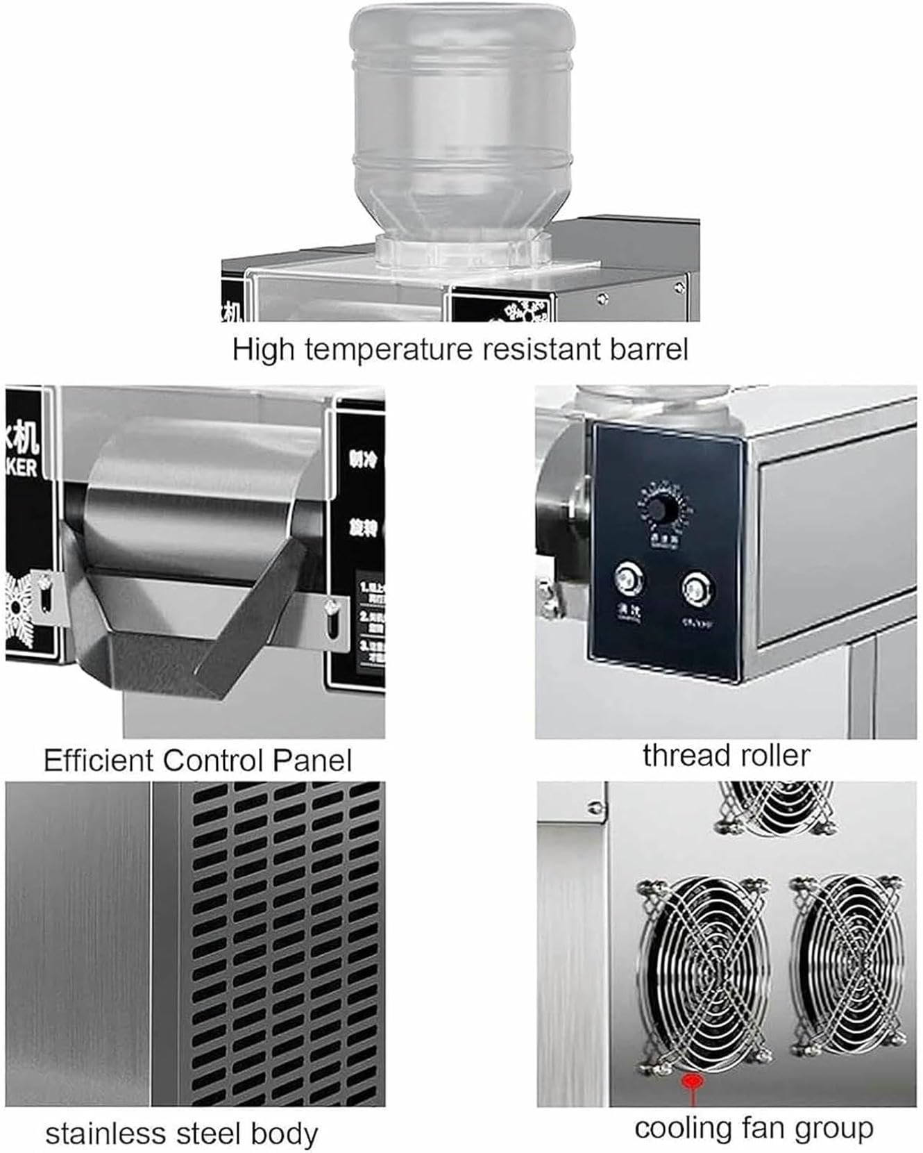 Machine à glaçons électrique, 360 W, 60 kg/24 h, Usage Commercial, Production de Glace en 3 Secondes, Vitesse réglable en continu, idéale pour Le Bureau et Les fêtes.,
