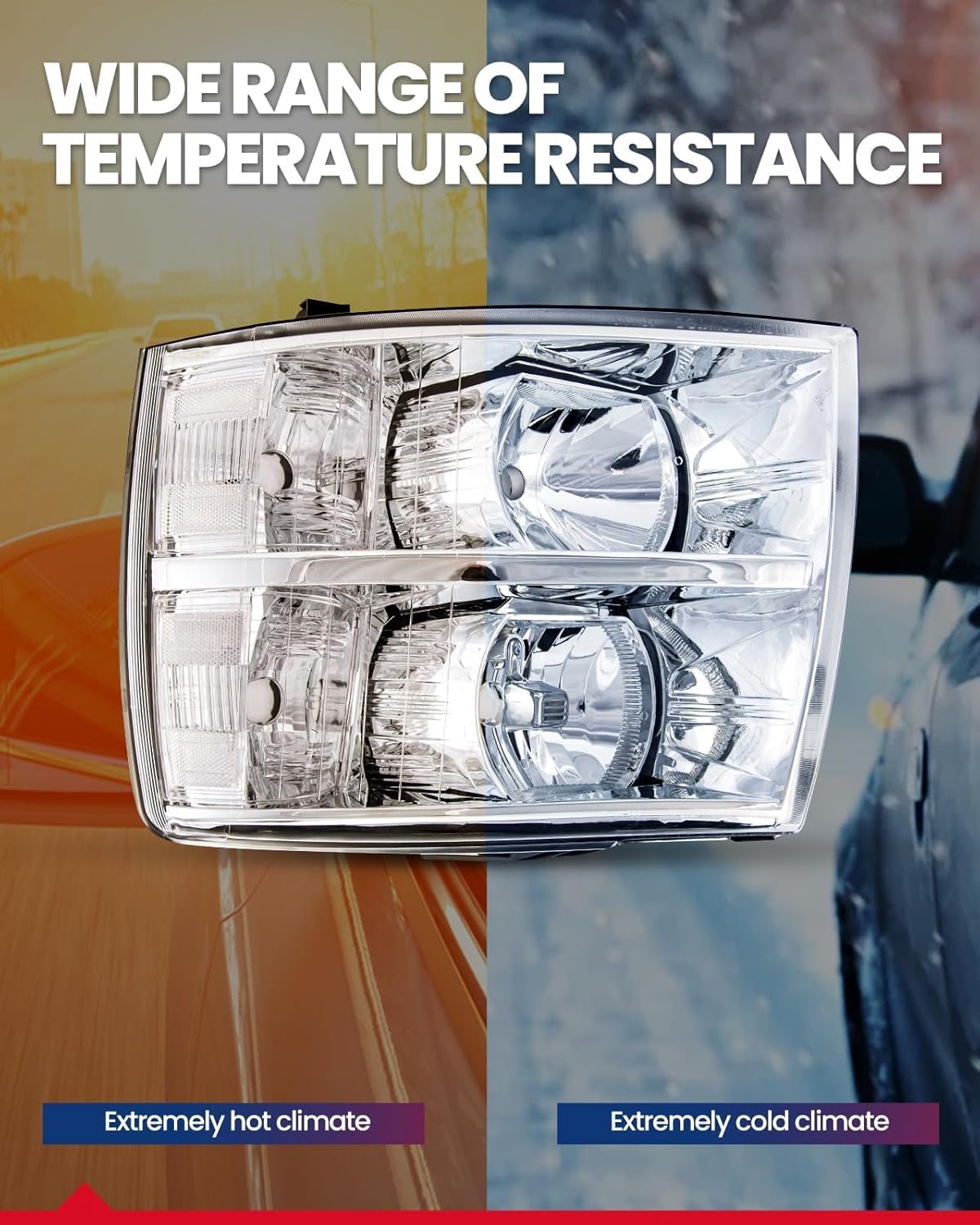 KAX Headlight Assembly Kit for 2012 Silverado Lights, Replacement Light Compatible with 2007-2014 Silverado 1500 2500 3500 Chrome Housing clear Reflector Driver and Passenger Side
