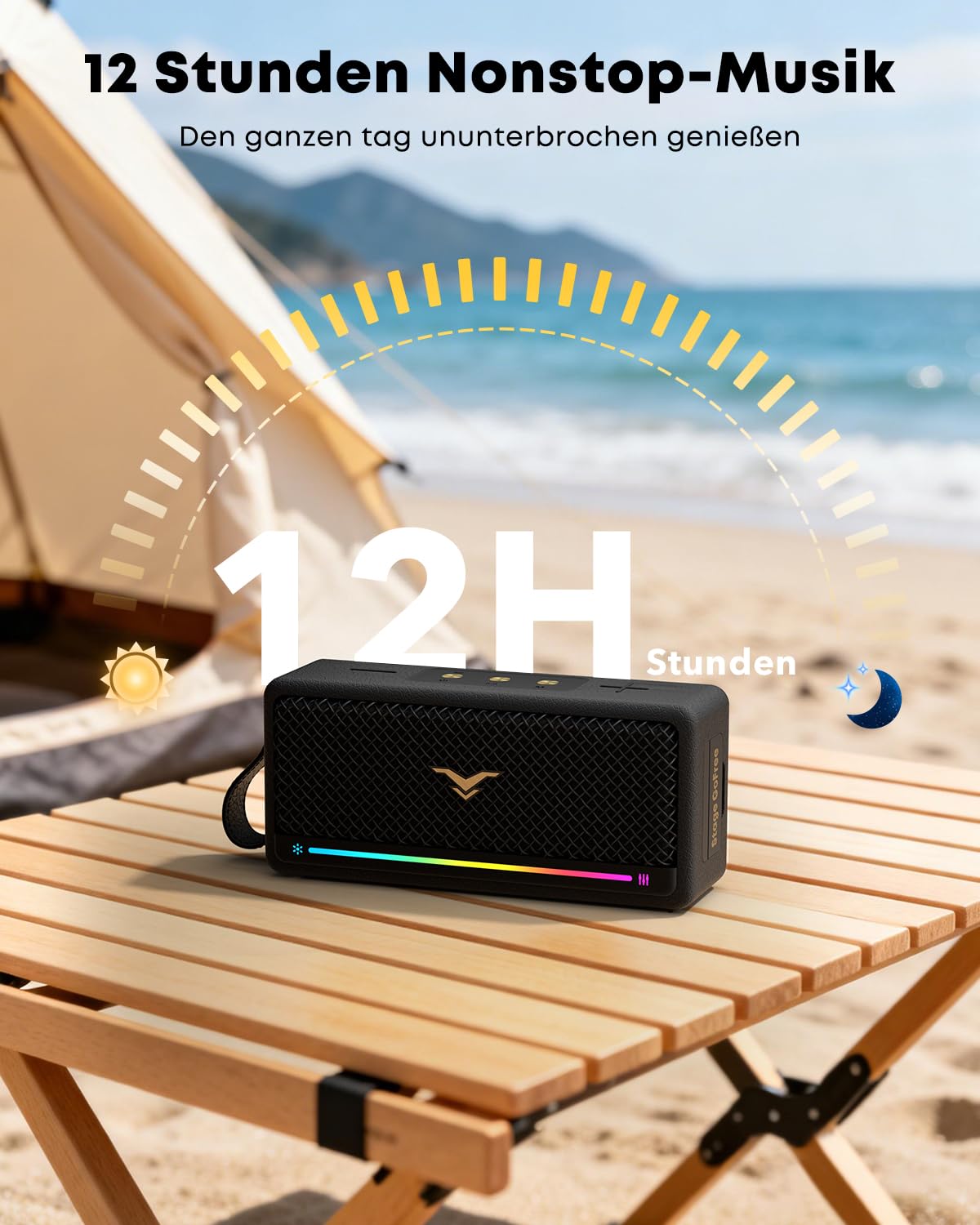 Bluetooth Lautsprecher 40W Max, IP67 Wasserdicht, AUX/USB-Verbindung, 12h | Satter Sound, TWS Paarung, Stabile Bluetooth, Tragbare Bluetooth Box für Outdoor/Party/Camping