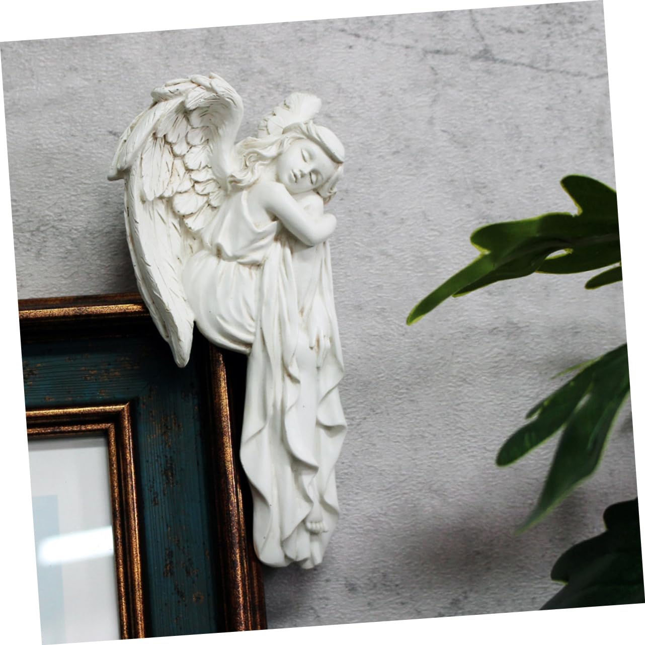 Decorazione Angelo in Resina per Cornice Porta Bianca 2 Pezzi Ornamento Classico per Finestre e Porte Casa Natale