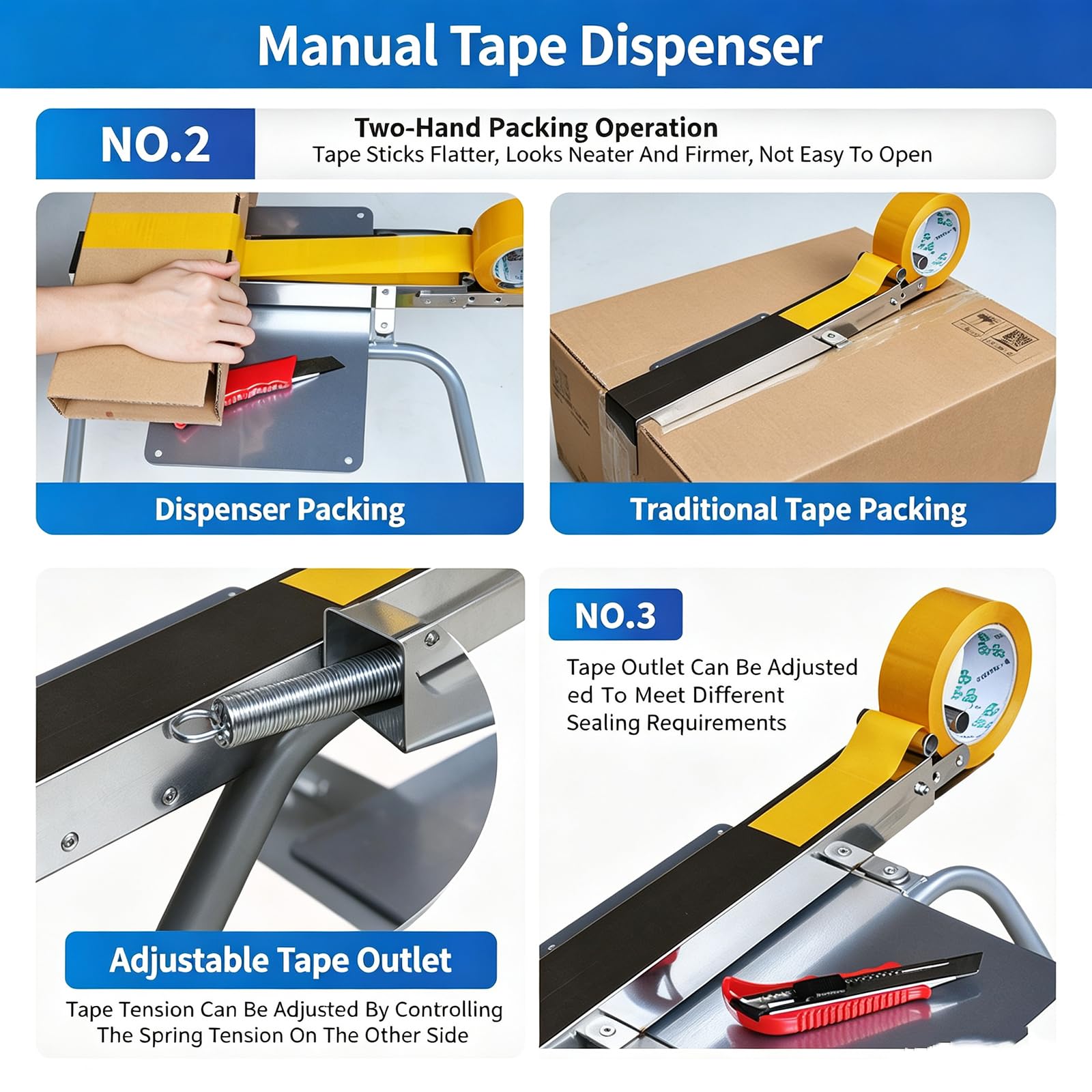 Manueller Klebebandabroller Mit Ständer, Tischkartonverschließmaschine, Geeignet Für Bandbreiten ≤ 55 Mm, Bandrollenstärken ≤ 35 Mm, Zum Verschließen Von Versandverpackungskartons