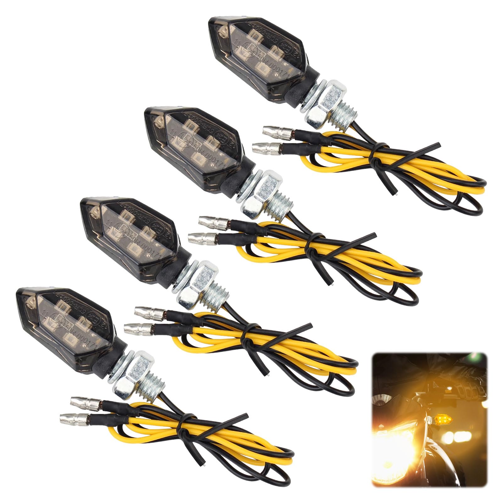 Clignotants Moto LED 12V - 4 Pièces, Mini, Homologués, Facile à Installer, ABS Résistant