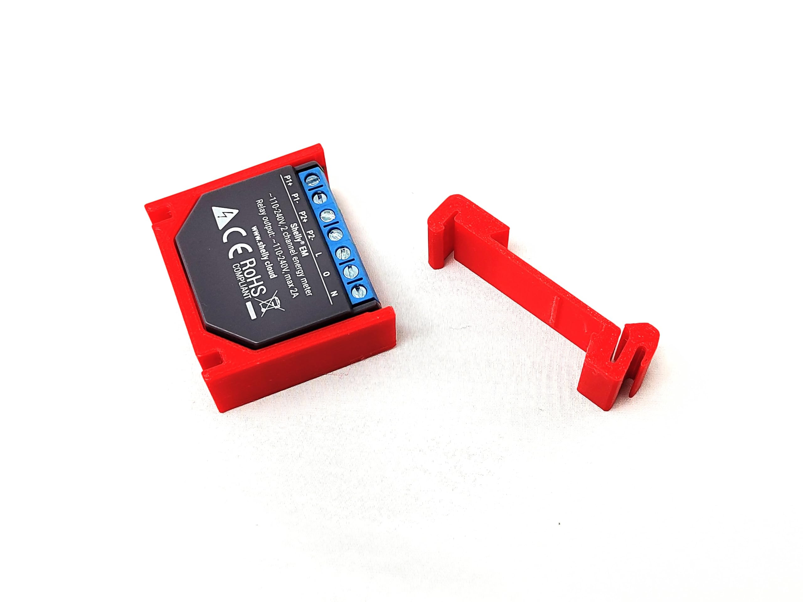 Fraos 1 x Shelly - Soporte adaptador para Shelly EM y 2.5 - DIN y pared - Impreso en PETG de alta resistencia al calor (1)
