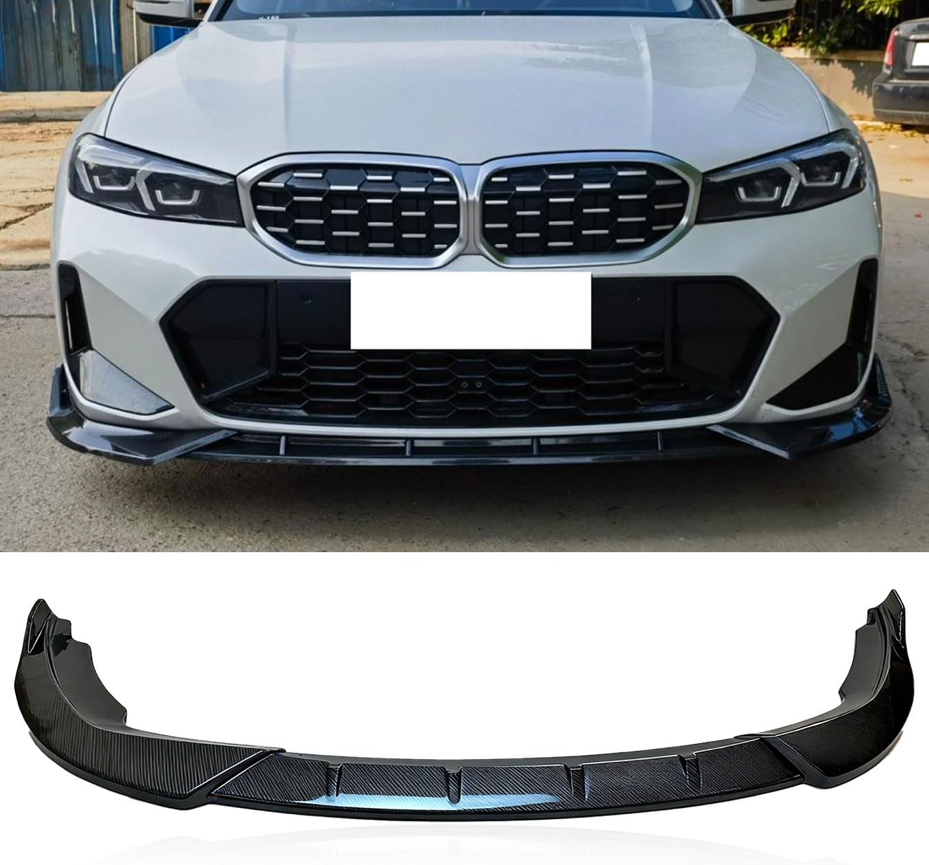 3PCS Front Bumper Lip Splitter Spoiler for 2019-2022 BMW G20/G28/330 3 Series (M Sport), BMW Replacement Front Parts Accessories Front Splitter (Carbon Fiber Style, G20 M-Sport)