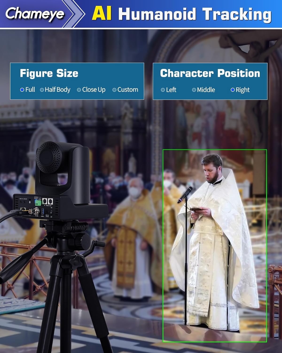 Chameye Telecamera PTZ NDI Kit, 20x Zoom ottico, AI Tracciamento, 3G-SDI HDMI USB3.0, con 2* Telecamere NDI PTZ 20x + Controller PTZ per eventi educativi di culto in chiesa, C720Nx2+E300 - K220N