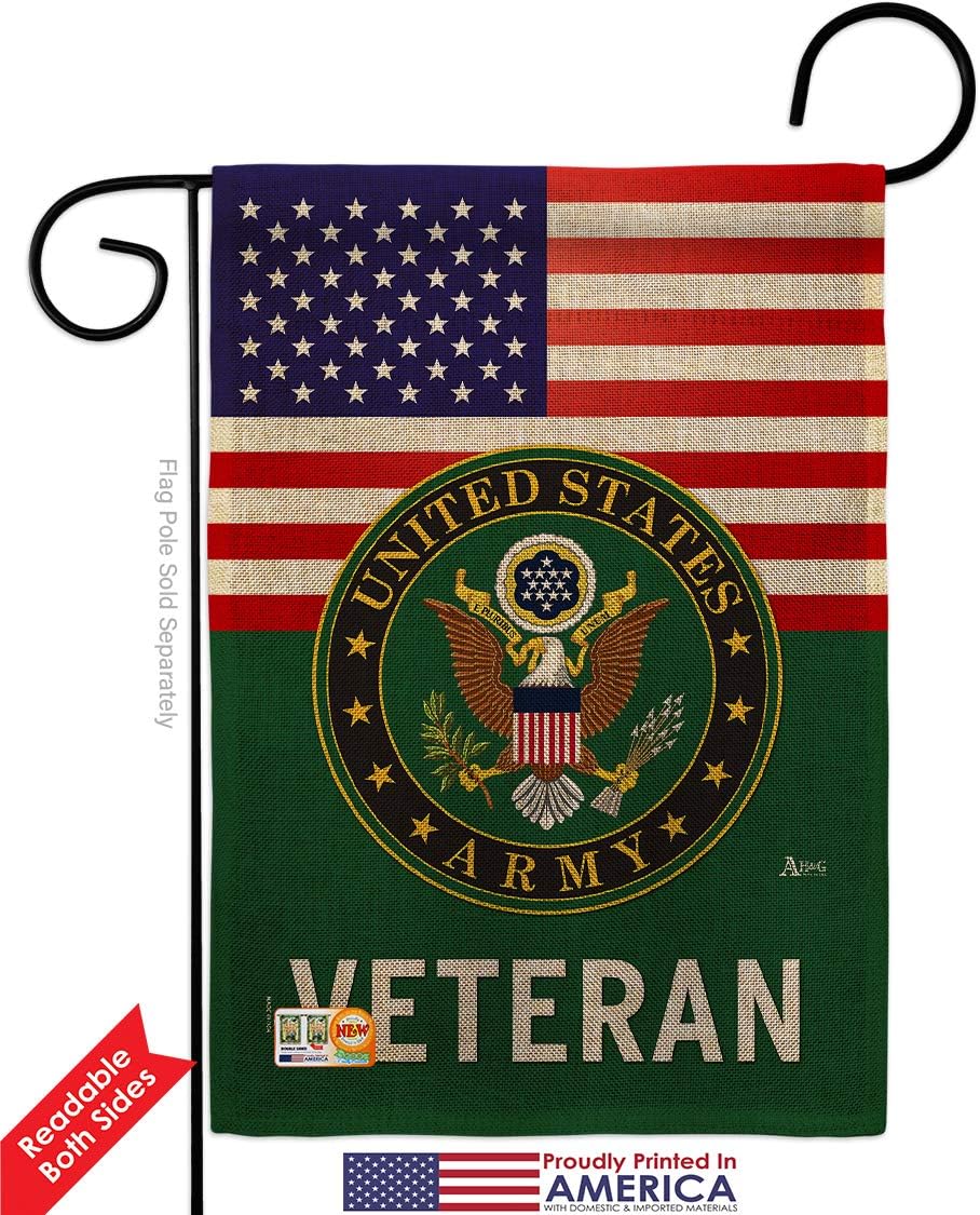 Army US Veteran Burlap Garden Flag Armed Forces Rangers United State American Military Retire Official Small Decorative Gift Yard House Banner Double-Sided Made In USA 13 X 18.5