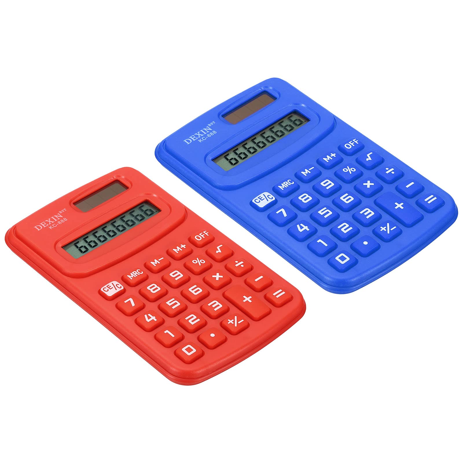 PATIKIL Pocket Size Mini Calculator, 1 Set 8 Digit LCD Display Battery Power Handheld Calculator Small 4 Function Calculator for Office, Red/Blue