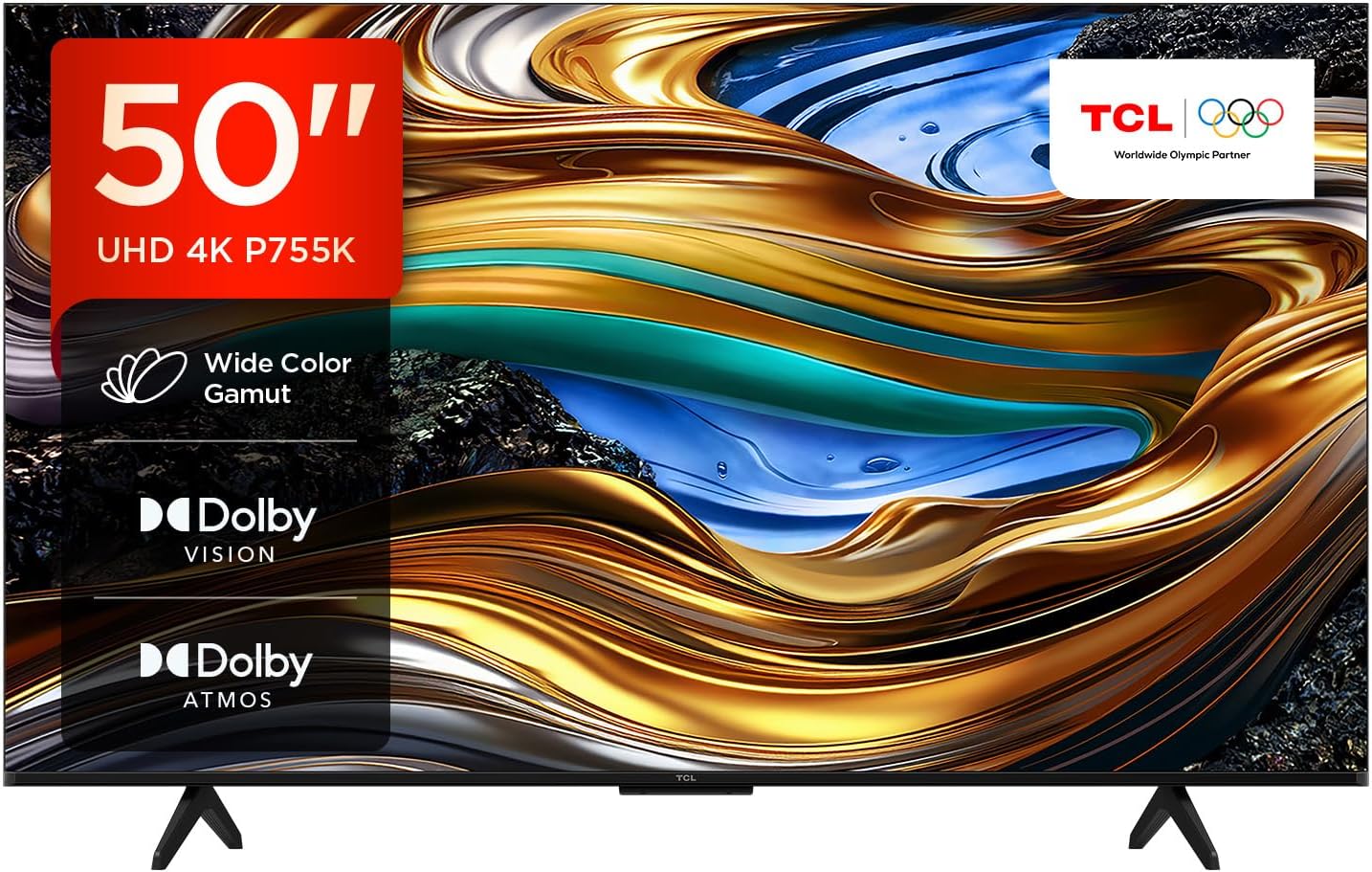 TCL 50P755K 50-inch Ultra HD, Wide Color Gamut, 4K HDR TV, Smart TV Powered by Android TV (Dolby Atmos 2.0, Dolby Vision, HDR 10+, Voice Control, compatible with Google assistant, Chromecast built-in) [Energy Class F]