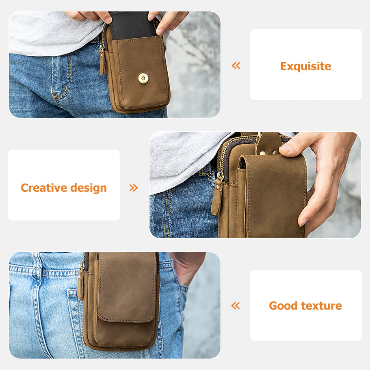 Lurrose Pochette de Ceinture pour Téléphone Portable Étui à Outils Extérieur Pochette pour Téléphone Unisexe