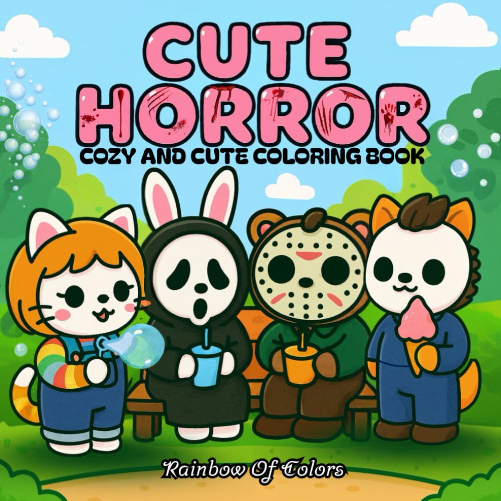 CUTE HORROR: The Cutest Serial Killers: A Parody Coloring Book for Adults AND TEENS! FEATURING THE MOST FAMOUS HORROR ICONS IN ADORABLE, CUTE, AND COZY SCENES.
