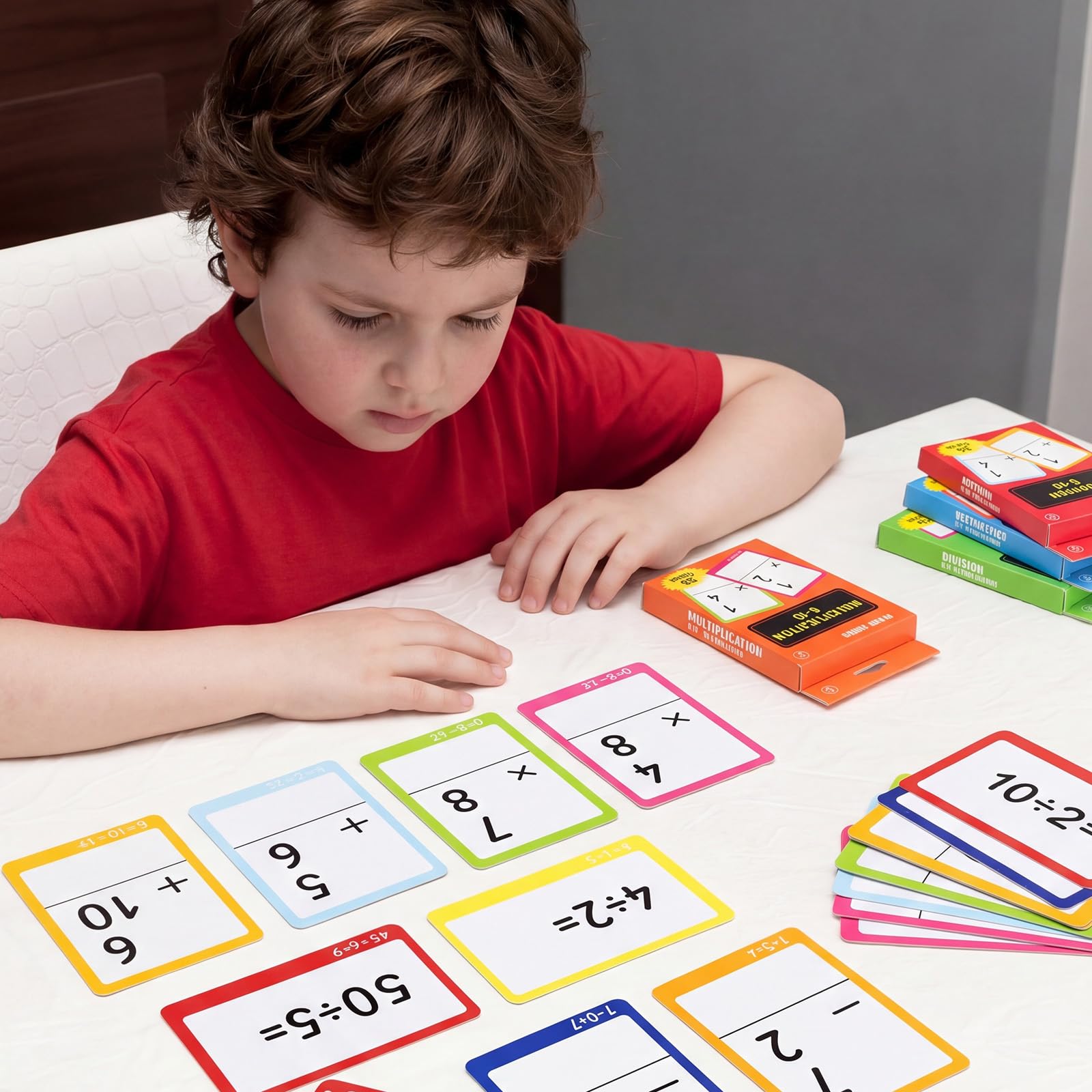Juego de 864 tarjetas flash de matemáticas mixtas, fracciones y matemáticas, con ayudas visuales dominadas y clasificación de revisiones para suministros de escuela en casa para niños de 3º