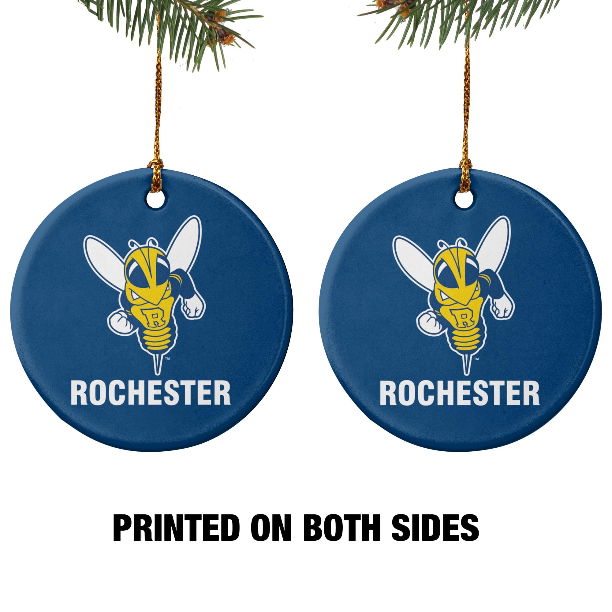 GRAPHICS & MORE University of Rochester Primary Logo Porcelain Holiday Christmas Tree Ornament - 2.8