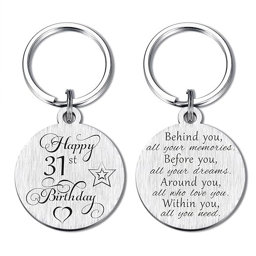 Laluminter 31st Birthday Gifts for Women Men, Happy 31 Year Old Birthday Keychain Presents for Him Her