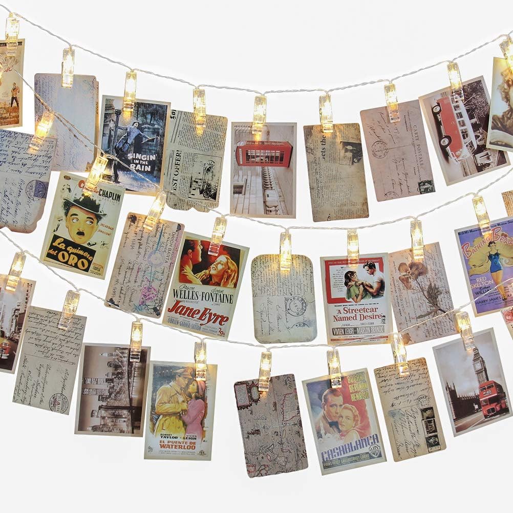 Jamal 20 LED Fairy Lights Battery Operated Twinkle Lights Photos Clips String Lights Indoor Picture Lights String Fairy Lights For Bedroom Hanging Photos Cards and Artworks(7.2ft. Warm White)