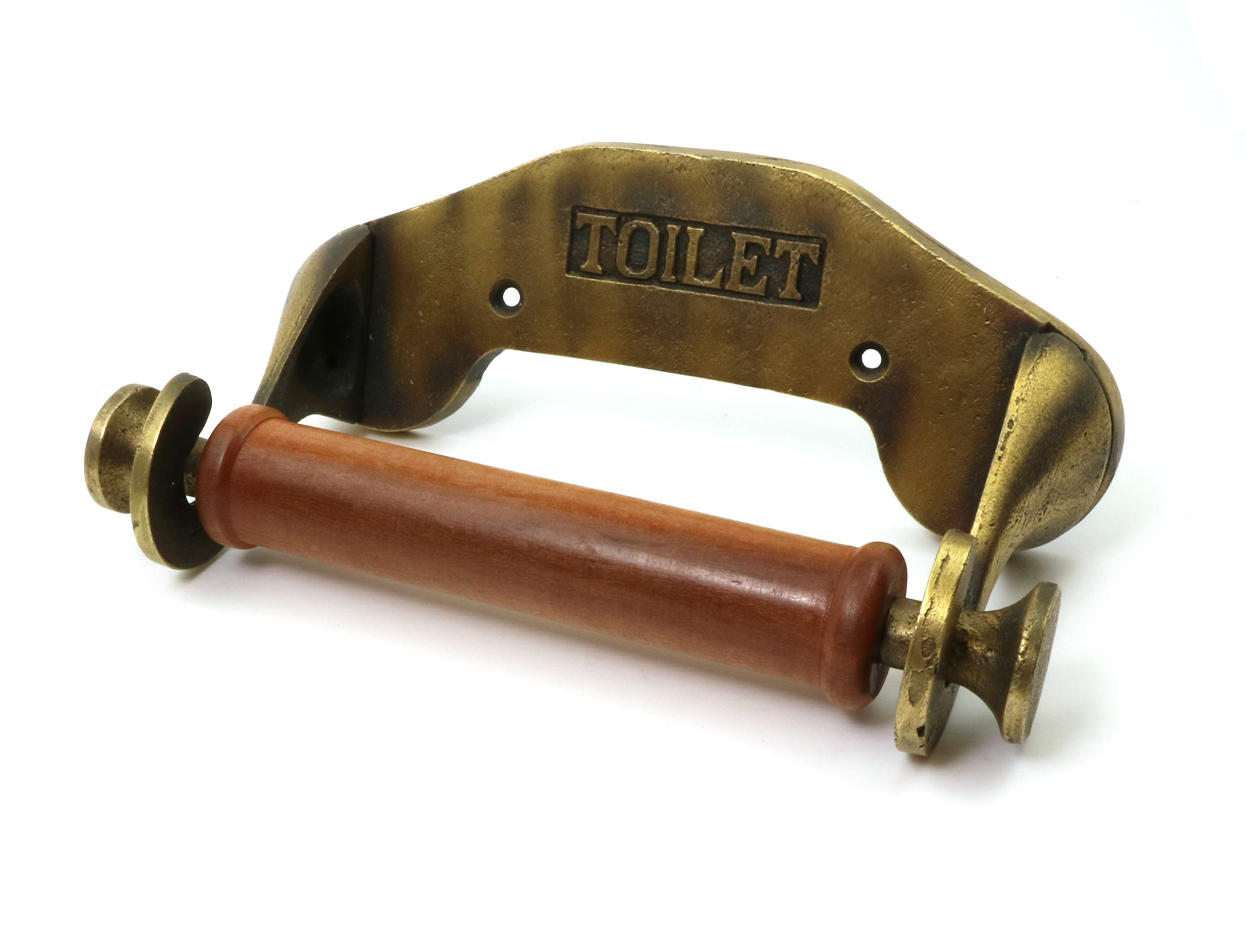 Oakcrafts - Victorian Style Toilet Roll Holder Antique Cast Iron (Brass Effect)