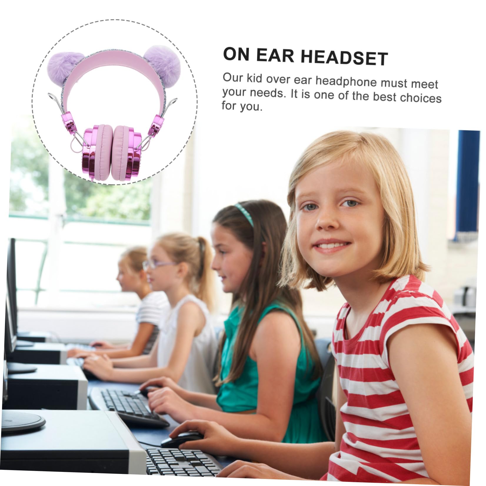 Mikikit 2 Pz Cuffie Cuffia Da Gioco Stereo Cuffia Con Orecchie Di Gatto Auricolare Per Ragazze Per Bambini Cablata Con Microfono Sopra L'auricolare Addominali Ragazza Bambino