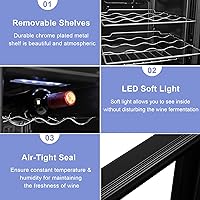 Vista 3 de Refrigerador de vino independiente de 28 botellas, enfriador de vino con control digital de temperatura y puerta de vidrio de doble capa