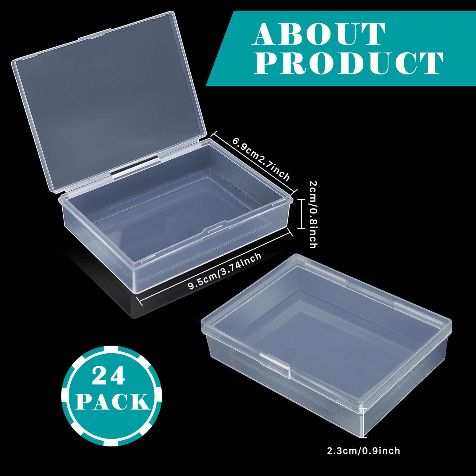 Aosmeol 24 Pack Playing Card Case Holder, Clear Plastic Card Deck Boxes, Snaps Closed