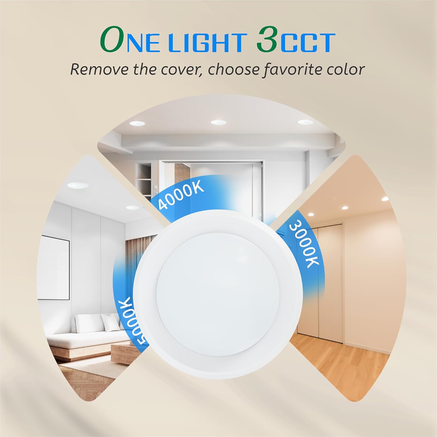 ECOELER 6inch LED Disk Light, 3000K/4000K/5000K Selectable Ceiling Light Fixture, 16.5W 1000Lm, Low Profile Flush Mount Ceiling Light Install with J-Box or Recessed Can, ETL & FCC Listed, 10 Pack