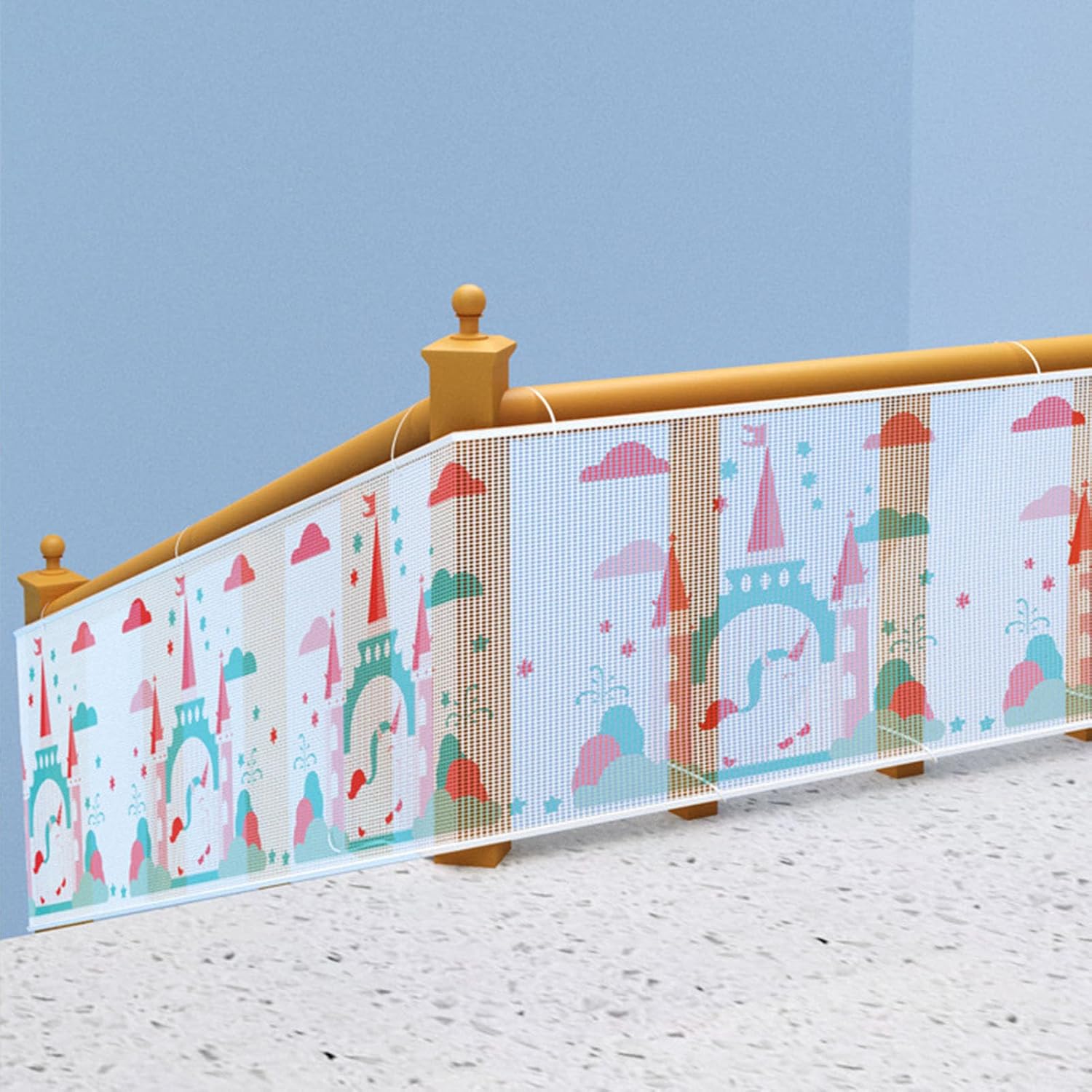 Toddler Tower Safety Net, Children Stair Protection Net, Colorful Decoration Banister Guard Safety Mesh for Stairs Balcony (3mx79cm)