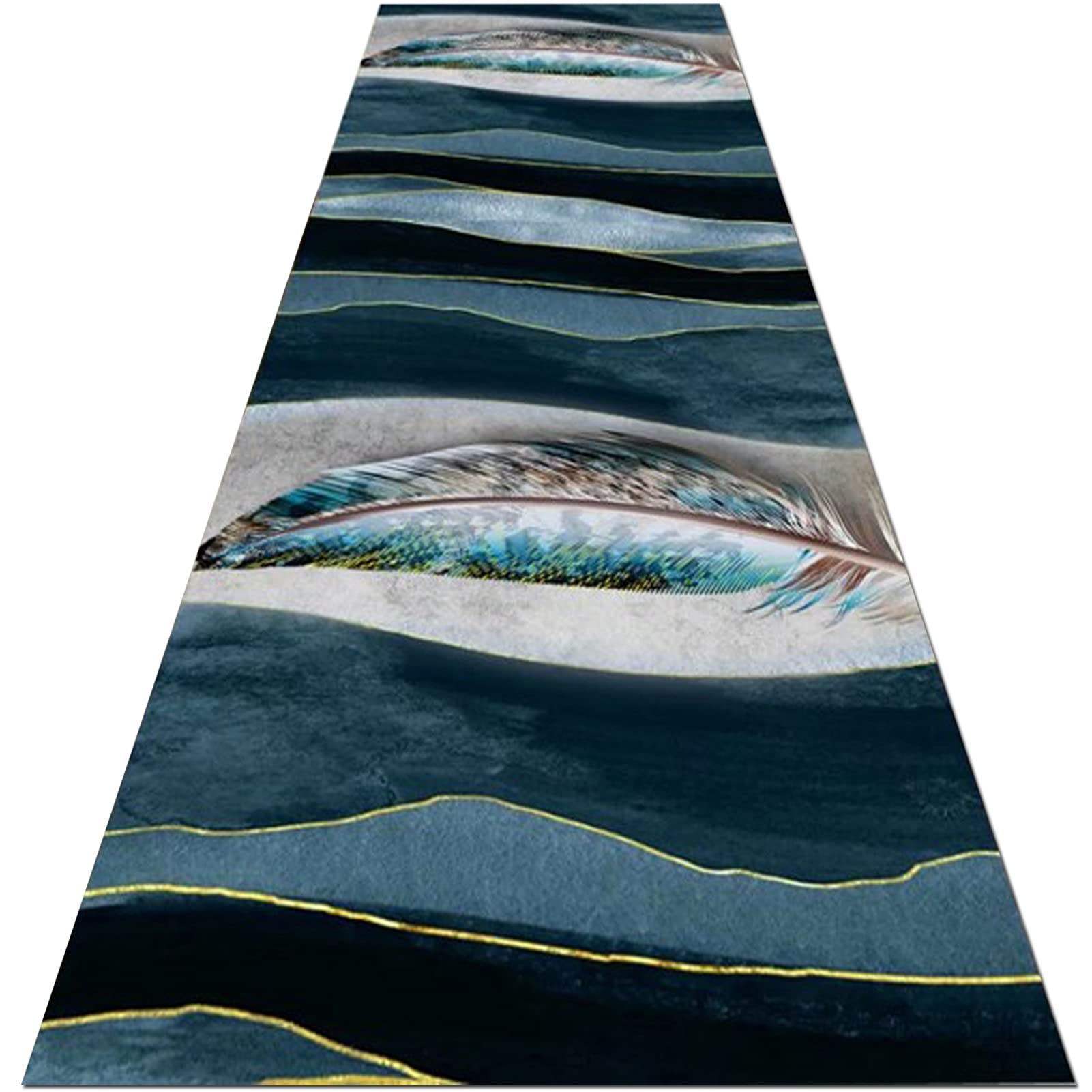 YJRBZ Modern Hallway Runner Rug Green Blue Gold Long Carpets Runners for Entryway Kitchen Hall Corridor Stairs, Width 60cm 70cm 80cm 90cm 100cm 120cm (Size : 90×300cm/3ft×9.8ft)