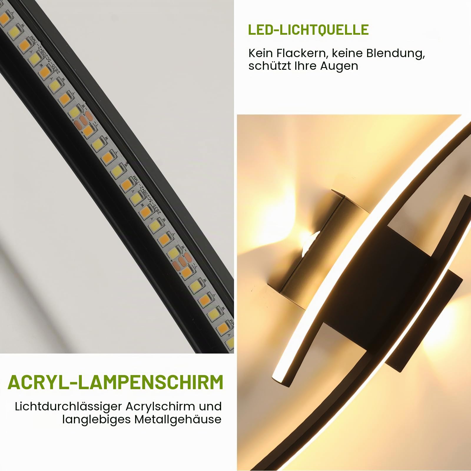 Goeco LED Wandleuchte Innen, 89 cm 29W Schwarz Dimmbar Wandlampe Lang 2 Fimmige 3000K-6500K, Memory-Funktion, Modern Led Wandlicht für Flur Treppenhaus Wohnzimmer Schlafzimmer
