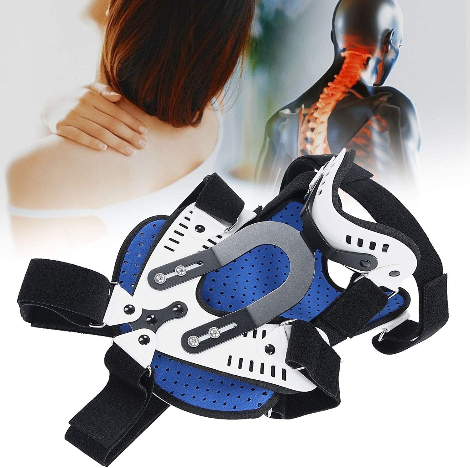 Supporto per Il Collo per Il Dolore al Collo, Regolabile, Traspirante, correzione della Colonna cervicale, Dispositivo di trazione con Fissaggio del Trattore per alleviare Il Dolor