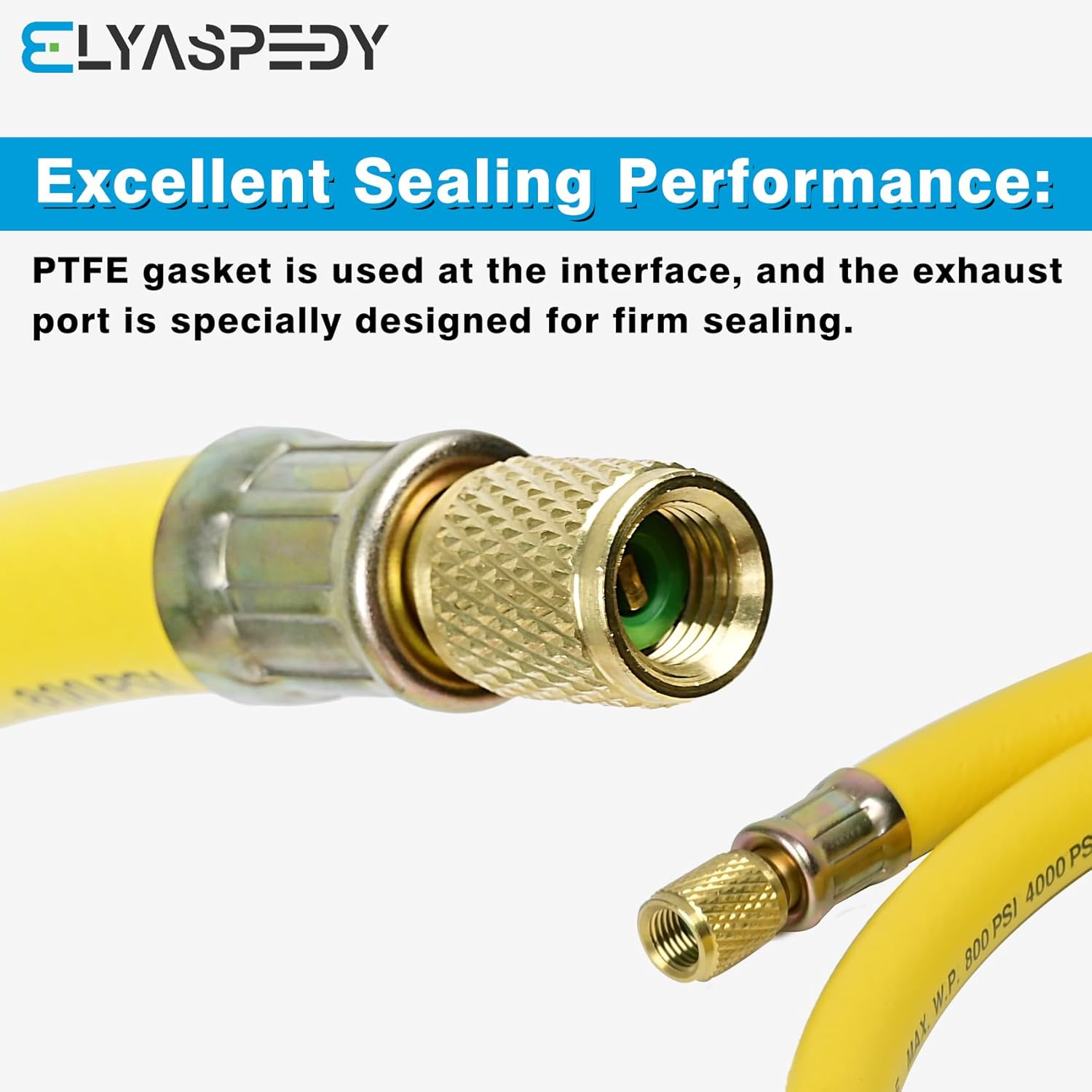 2026 Upgrade 3/8" Diameter Hose, 1/4" FL to 1/4" FL Vacuum Certified Refrigerant Hose,6-Feet,for R410A and All Common Refrigerants- 800 PSI Working Pressure,Yellow