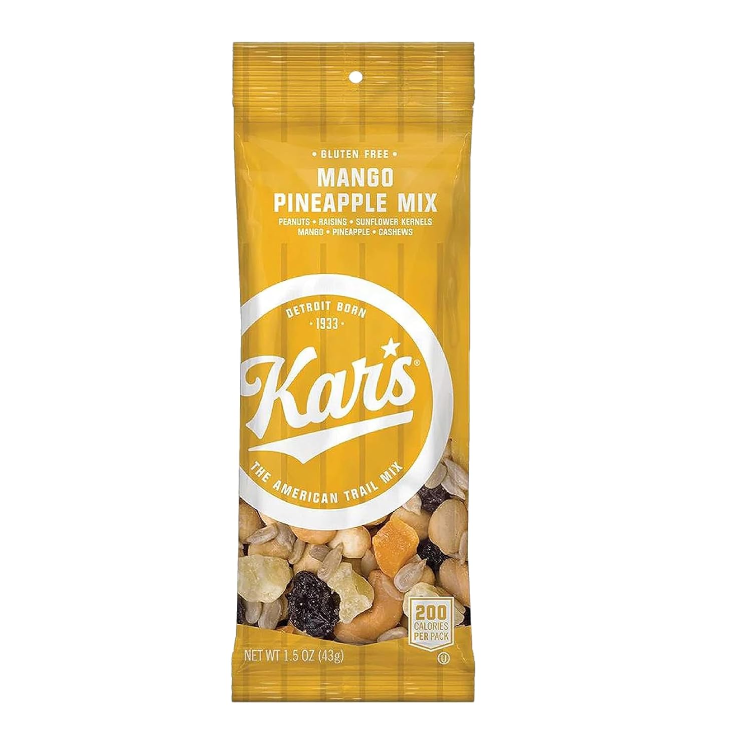 Kars Mango Pineapple Trail Mix, unsalted nuts 1.5 oz 72-pack