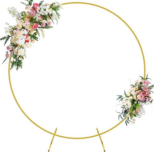Wokceer 1.8 m Round Backdrop Stand, Balloon Arch Frame, Golden Backdrop for Wedding, Birthday, Party Decoration
