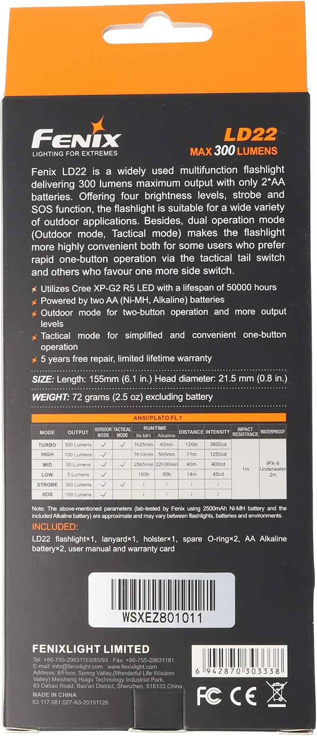 Fenix LD20 180 Lumen LED Flashlight