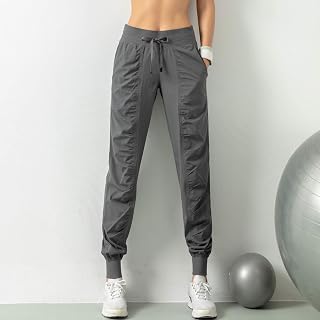 Kiboule Calças esportivas femininas com cordão bolsos laterais calças joggers treino de ioga fitness casual