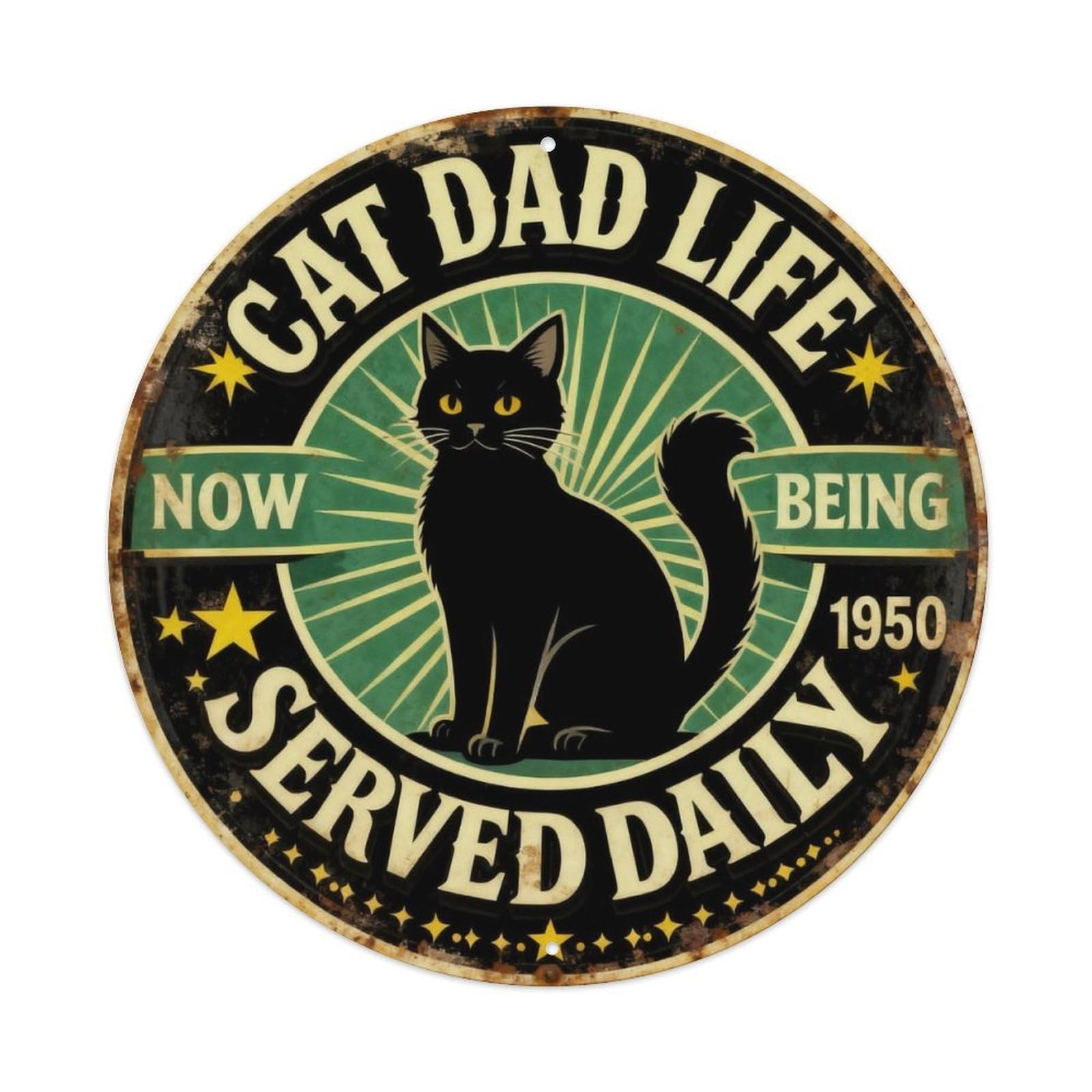 Cat Dad Life Wall Art Metal Tin Sign Plaque
