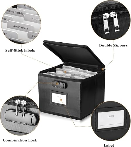 Miniatura 5 de Organizador de tarjetas de felicitación ignífugo con cerradura, caja de almacenamiento plegable con capacidad para más de 150 tarjetas, caja