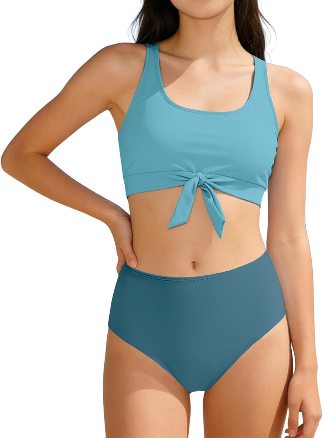 oklady Girls Swimsuit 2 Piece Bikini Set Tiered Ruffled Bathing Suit Adjustable Straps Girls' Swimwear