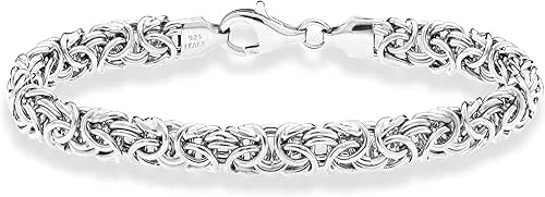 Miabella Italian 925 Sterling Silver Byzantine Bracelet for Women, Handmade