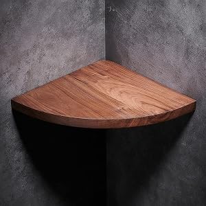 Shower Shelf Racks Wall Mounted Corner Storage Rack Walnut Wood Bathroom Triangle Shelves Shower Caddy Shelf Organizer Rack