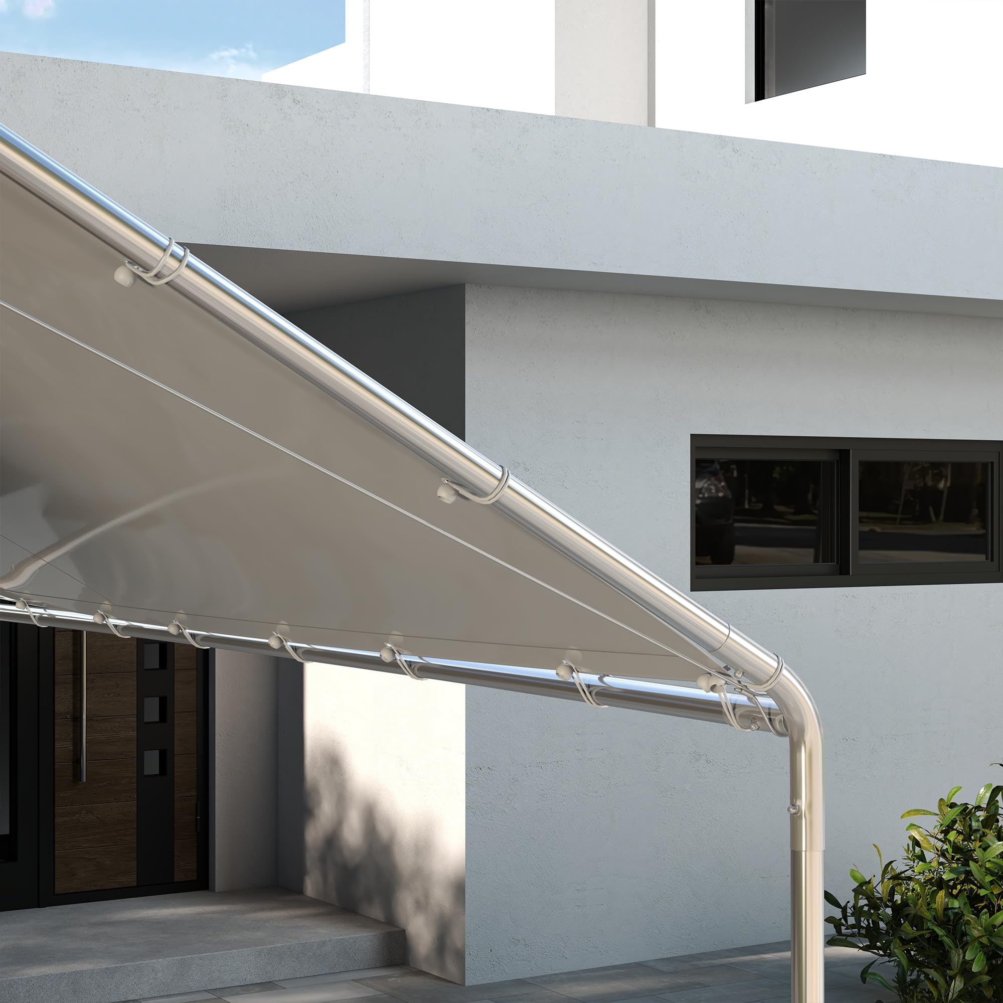 Outsunny Telo di Ricambio 6x3 m Anti-UV per Carport Auto, Copertura in Polietilene, Bianco