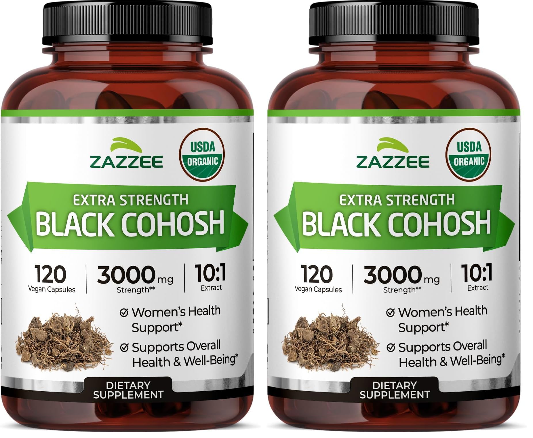 Zazzee USDA Organic Black Cohosh 10:1 Extract, 120 Vegan Capsules, 4 Month Supply, Actaea Racemosa, Women’s Health & Hormonal Balance Support, All-Natural, Non-GMO, Made in the USA (Pack of 2) 120 Count (Pack of 2)