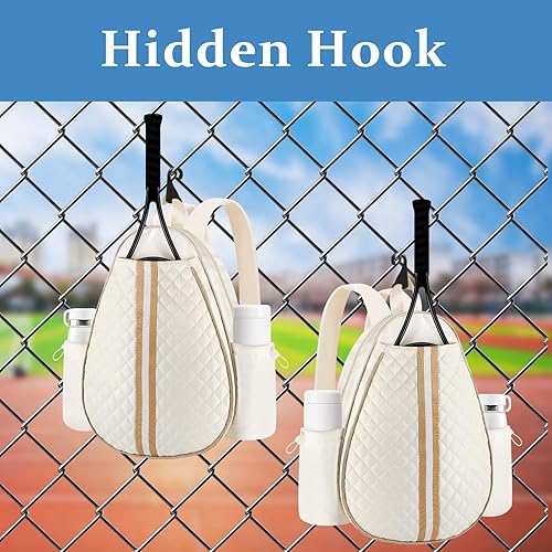 Miniatura 7 de Bolsas de tenis para mujer, acolchadas, grandes, mochila cruzada con capacidad para 2 raquetas, resistente al agua, bolsa de pickleball de un hombro