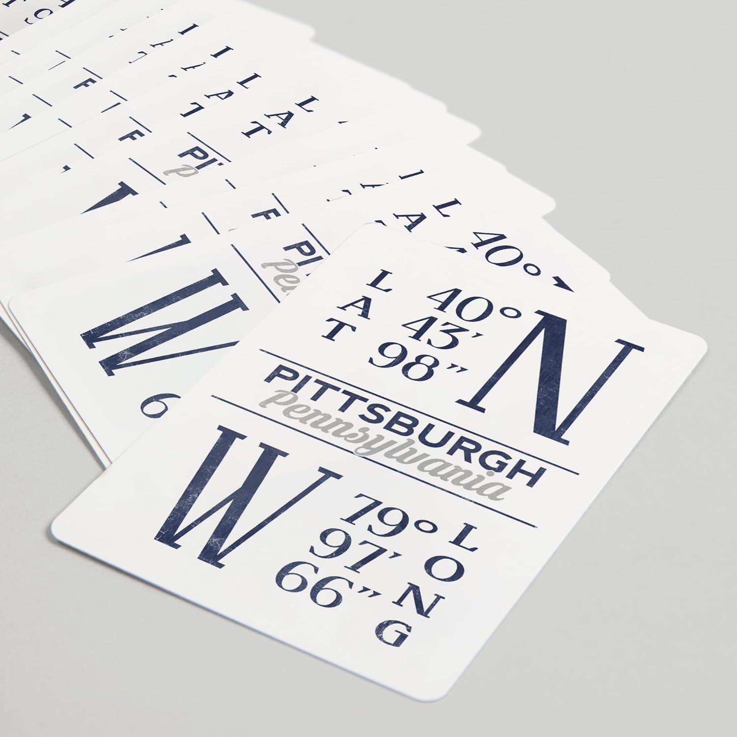 Lantern Press Pittsburgh, Pennsylvania, Latitude and Longitude (Blue), 52 Playing Cards for Adults, Poker Size Card Deck